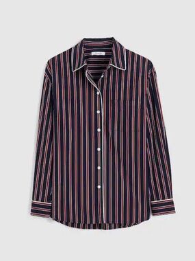 Madewell Poplin Stripes  Button up Shirt Style  NY778  Dark Blue Burgundy XL